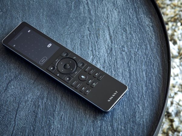 The Savant Pro Remote X2, featuring a sleek design with intuitive controls for seamless home automation.